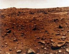 First colour photograph of the Martian planet surface, Viking 1 Mission to Mars, 1976. Creator: NASA