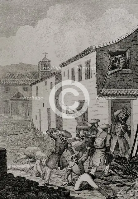 First Carlist War, (1833-40): Skirmish in Urdañiz conducted by six selected Carlist companies, 1842. Creator: Manuel Miranda.
