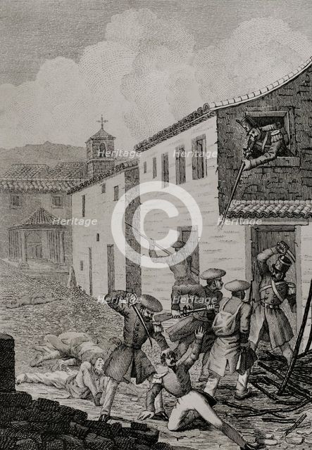 First Carlist War, (1833-40): Skirmish in Urdañiz conducted by six selected Carlist companies, 1842. Creator: Manuel Miranda.