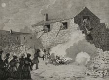 First Carlist War, (1833-1840): Attack of a house near Guernica (Biscay), 1842. Creator: Pedro Celestino Mare