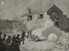 First Carlist War, (1833-1840): Attack of a house near Guernica (Biscay), 1842. Creator: Pedro Celestino Mare