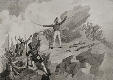 First Carlist War, (1833-1840): Attack of Agurdin, 6 January 1834, (1842). Creator: Manuel Miranda