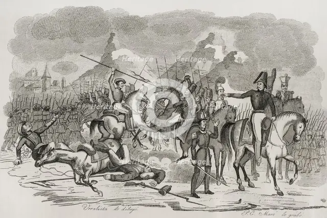 First Carlist War, (1833-1840): Action of Zalduendo, 1842.  Creator: Pedro Celestino Mare.