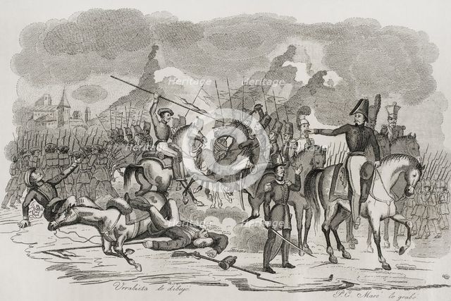 First Carlist War, (1833-1840): Action of Zalduendo, 1842.  Creator: Pedro Celestino Mare.