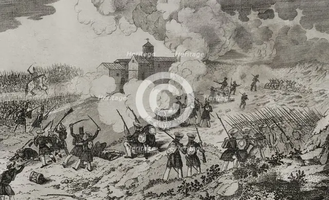 First Carlist War, (1833-1840), Action of Larrasoaña, (24 June 1836), Navarre, 1845.  Creator: Jose Gomez.