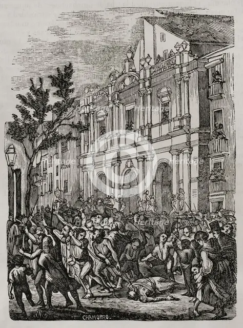 First Carlist War, (1833-1840): Anti-clerical riots of 1835 in Barcelona, 1845.  Creator: Chamorro.