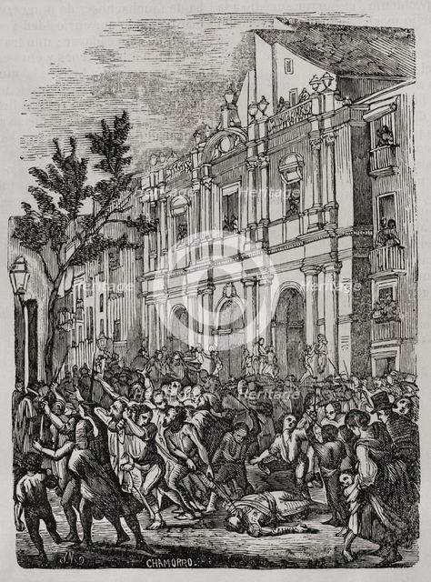 First Carlist War, (1833-1840): Anti-clerical riots of 1835 in Barcelona, 1845.  Creator: Chamorro.