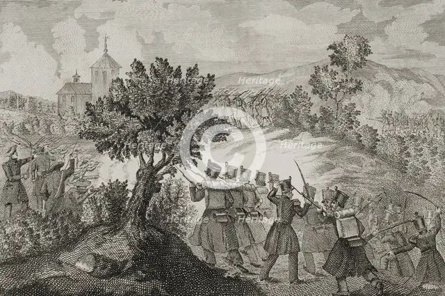 First Carlist War (1833-1840): Armed action near La Antigua, Basque Country, 1842. Creators: Eusebio Zarza, Jose Gomez.