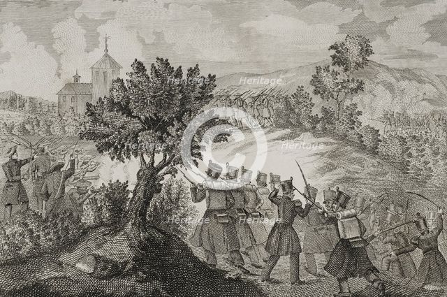 First Carlist War (1833-1840): Armed action near La Antigua, Basque Country, 1842. Creators: Eusebio Zarza, Jose Gomez.