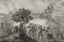 First Carlist War (1833-1840): Armed action near La Antigua, Basque Country, 1842. Creators: Eusebio Zarza, Jose Gomez