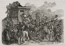 First Carlist War, (1833-1840): Assault by the Carlists on the postal service on its way...1842. Creator: Unknown