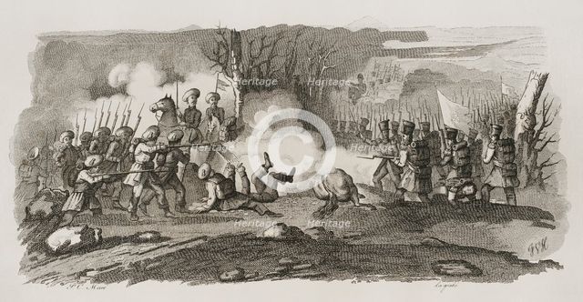 First Carlist War, (1833-1840): Battle of Alsasua, April 22, 1834, (1842).  Creator: Pedro Celestino Mare.