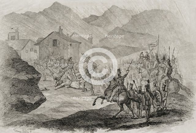 First Carlist War, (1833-1840): Battle of Nazar and Asarta, 29 December 1833, (1842).  Creator: Unknown.