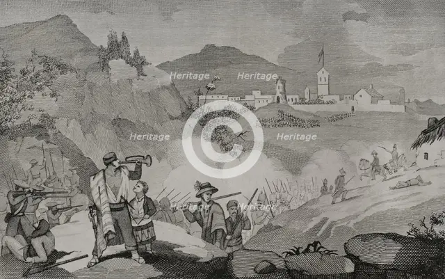 First Carlist War (1833-1840): Carlist troops besieged the town of Olot between...1835 (1845).   Creators: Francisco Sainz, Martínez.