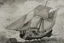 First Carlist War, (1833-1840): Don Carlos sailing to France, 1842. Creator: Jose Gomez
