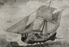 First Carlist War, (1833-1840): Don Carlos sailing to France, 1842. Creator: Jose Gomez