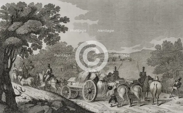 First Carlist War, (1833-1840): Driving a convoy, 1842. Creator: Pedro Celestino Mare.