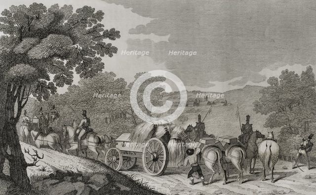 First Carlist War, (1833-1840): Driving a convoy, 1842. Creator: Pedro Celestino Mare.