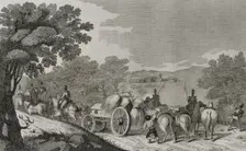 First Carlist War, (1833-1840): Driving a convoy, 1842. Creator: Pedro Celestino Mare
