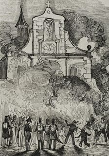First Carlist War, (1833-1840): Fire at the Franciscan convent in Reus, (Tarragona province), 1845. Creator: Unknown