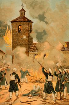 First Carlist War, (1833-1840): Heroic defence of Albocácer, 1889. Creator: Juan Alaminos