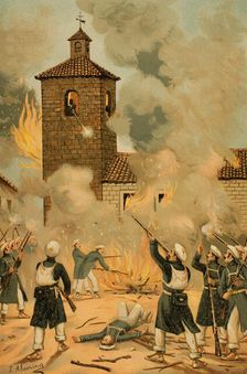 First Carlist War, (1833-1840): Heroic defence of Albocácer, 1889. Creator: Juan Alaminos