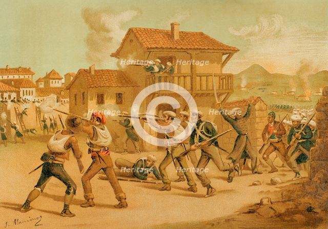 First Carlist War, (1833-1840): Siege of Lucena, 1870.  Creator: Juan Alaminos.