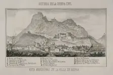 First Carlist War, (1833-1840): Southern view of the town of Berga, 1870. Creator: Unknown