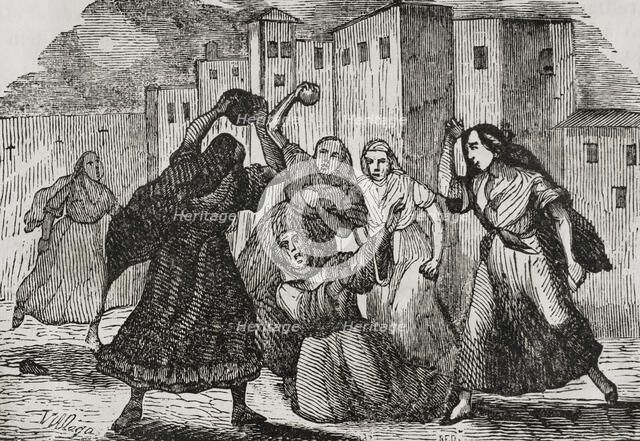 First Carlist War (1833-1840): Women killing friars, 1835, (1845).  Creator: Unknown.