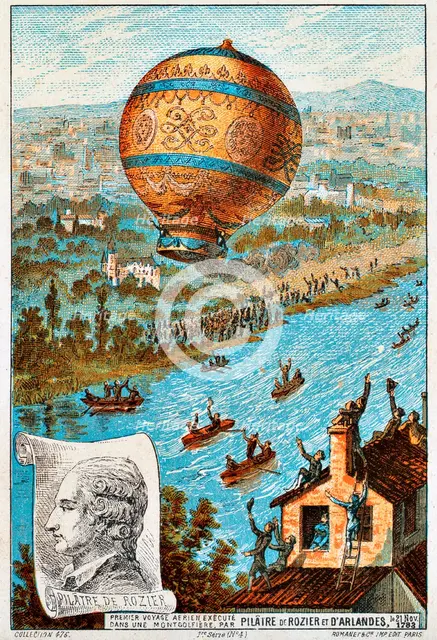 First aerial voyage of Pilâtre de Rozier and d'Arlandes, Paris, France, 1783 (1890s).  Artist: Anon