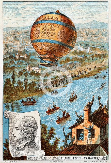 First aerial voyage of Pilâtre de Rozier and d'Arlandes, Paris, France, 1783 (1890s).  Artist: Anon