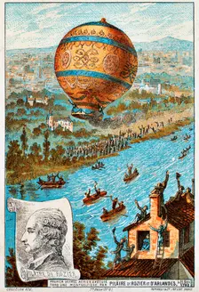 First aerial voyage of Pilâtre de Rozier and d'Arlandes, Paris, France, 1783 (1890s). Artist: Anon