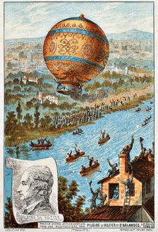 First aerial voyage of Pilâtre de Rozier and d'Arlandes, Paris, France, 1783 (1890s). Artist: Anon