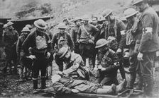 First Aid at Front in France to U.S. soldiers, 1918 or 1919. Creator: Bain News Service