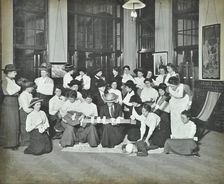 First aid class for women, Montem Street Evening Institute, London, 1913