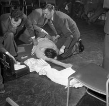 First aid competition, Mexborough, South Yorkshire, 1961. Creator: Michael Walters
