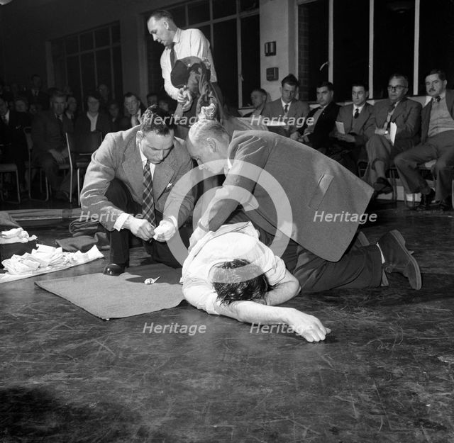 First aid competition, Mexborough, South Yorkshire, 1961. Creator: Michael Walters.
