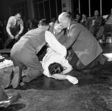 First aid competition, Mexborough, South Yorkshire, 1961. Creator: Michael Walters