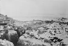 First Aid Station, American Trenches, 1917 and 1918. Creator: Bain News Service