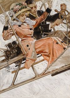 First Airplane Ride, 1909. Creator: Leyendecker, Joseph Christian (1874-1951)