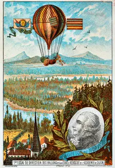 First attempt by Guyton de Morveau to direct a balloon, Dijon, France, 1784 (1890s). Artist: Anon