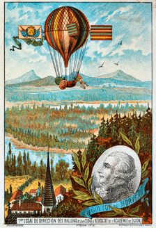 First attempt by Guyton de Morveau to direct a balloon, Dijon, France, 1784 (1890s). Artist: Anon