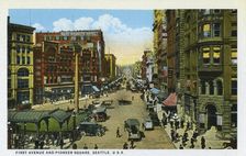 First Avenue and Pioneer Square, Seattle, Washington, USA, 1916