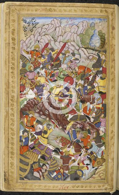 First Battle of Panipat, 1526. Miniature from Baburnama, ca 1592. Creator: Anonymous.