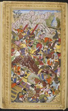 First Battle of Panipat, 1526. Miniature from Baburnama, ca 1592. Creator: Anonymous