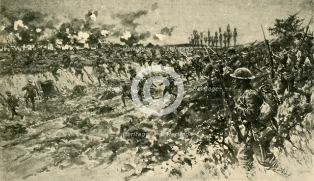 'First Blood in the Battle of the Somme', First Worlds War, 1 July 1916, (c1920). Creator: Unknown.