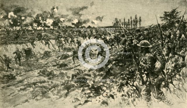 'First Blood in the Battle of the Somme', First Worlds War, 1 July 1916, (c1920). Creator: Unknown.