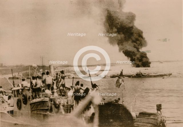 First German ship arrives at Tobruk Harbour, April 1941. Creator: Unknown.