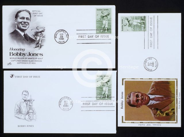 First day covers commemorating Bobby Jones, 1981. Creator: Unknown.