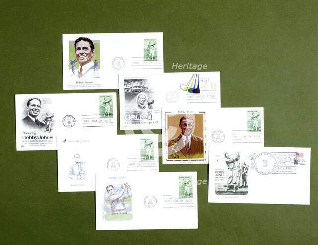 First day covers commemorating the golfer Bobby Jones, American, 1981. Artist: Unknown